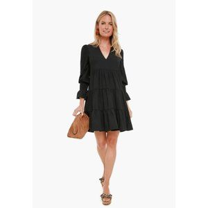 Pomander Place by Tuckernuck Women's Black Crepe Kenzo Mini Dress Tier sz S NEW